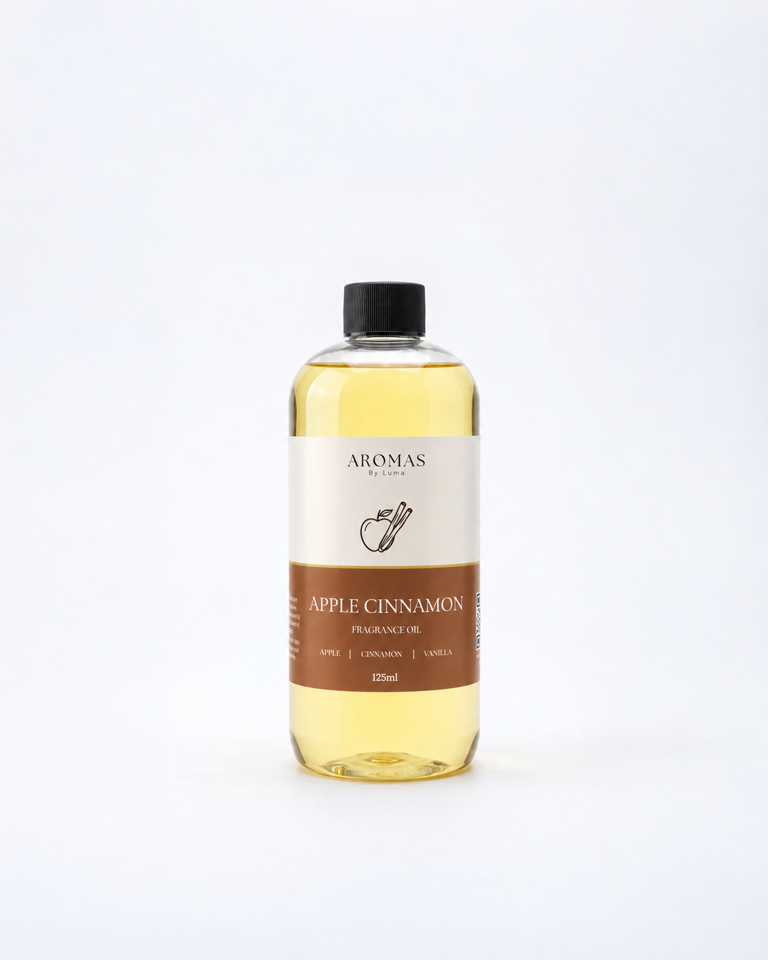 Aromas By Luma Apple Cinnamon fragrance oil 125 ml bottle on a white background