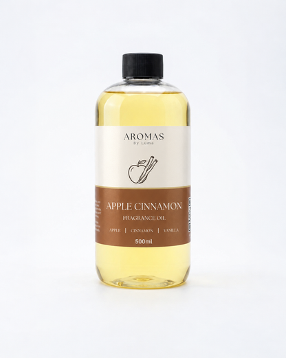 Aromas By Luma Apple Cinnamon fragrance oil 500 ml bottle on a white background